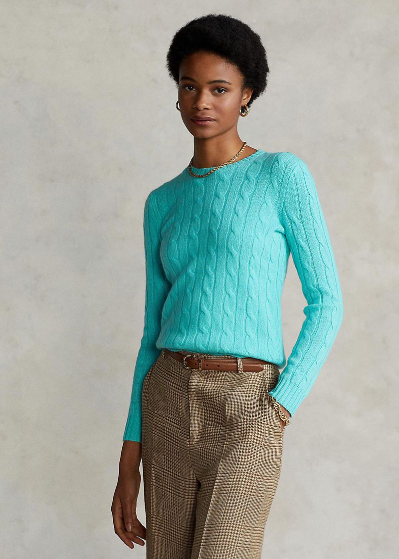 Sueter Polo Ralph Lauren Mujer Cable-Knit Cashmere Jumper Chile Verde Menta BFNDP-1804